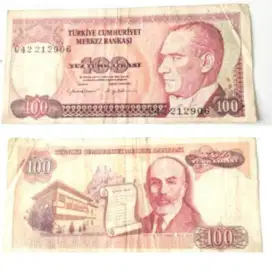 Uang kertas  Asing  Turki , 100 Lira Turki  1970, BONUS Melimpah