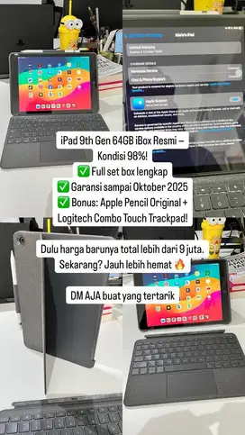 Ipad 9 IBOX Garansi Oktober 2025 + Logitech Combo