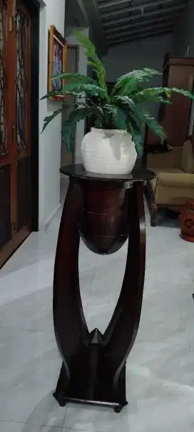 Jual tempat bunga standing kayu jati tinggi 1 m lebar 35 cm