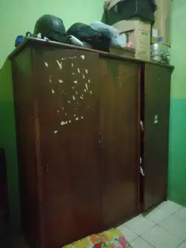 lemari pakaian kayu jati 3 pintu