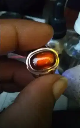 Batu permata Garnet (lumayan besar) ring perak