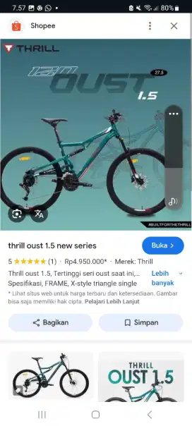 Mtb thrill oust 1.5 rasa baru