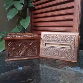 Kotak Ajaib Rokok Kayu Ukiran Jati / Kotak Vintage Ukiran Jati | Rokok