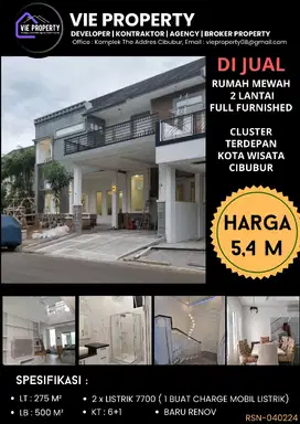 DIJUAL CEPAT MURAH  Rumah mewah full furnished di Kota Wisata