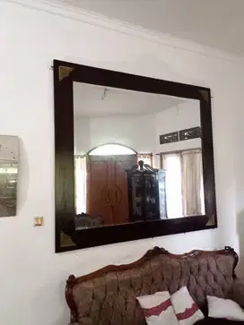 Cermin Bevel bingkai jati