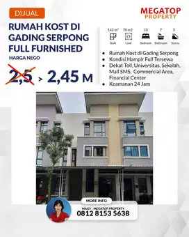 Rumah Kos Allogio Gading Serpong Full Tersewa Lokasi Strategis