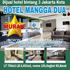 Dijual hotel bintang 3 di Mangga Dua,Jakarta LT 759m2 LB 6.453m2