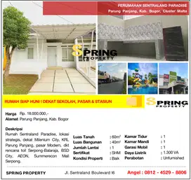 Rumah Murah Sentraland Paradise Siap Huni Stasiun Parung Panjang Bogor