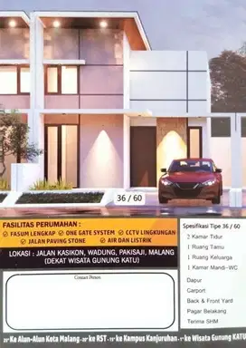 Promo Rumah Murah Wadung Pakisaji Malang Perumahan De Katu Residence
