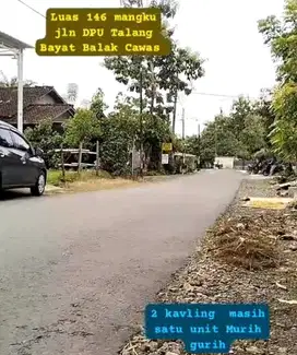 dijual tanah pekarangan murah, jalan raya cawas bayat