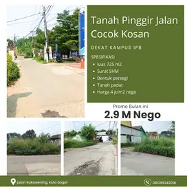 Tanah Di Pinggir Jalan Utama Dekat Kampus IPB Dramaga Bogor SHM