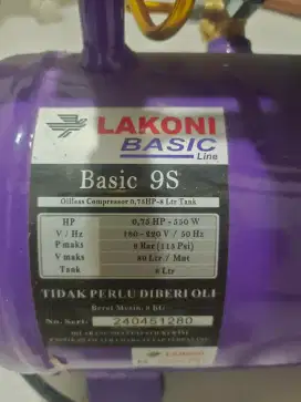 Mesin kompresor Lakoni Basic 9 S 0,75 HP 550 watt