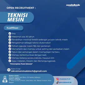 DIBUTUHKAN SEGERA TEKNISI MESIN