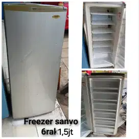Freezer fiser viser SANYO 6rak  bekas bergaransi