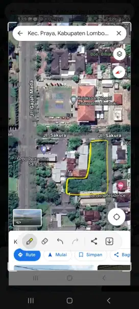 Tanah didalam kota dan ditengah kota Praya sebelah Pertamina