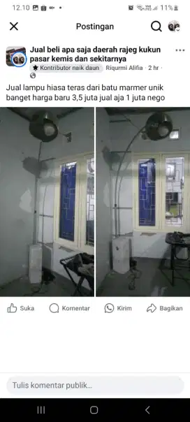 Jual lampu hias batu marmer dan tiang lampunyaa pkeee stanlis