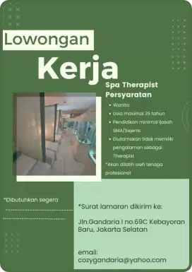 Lowongan Kerja Therapist Spa