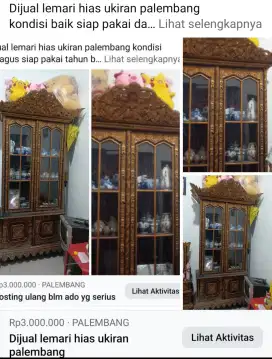 dijual lemari hias ukiran palembang