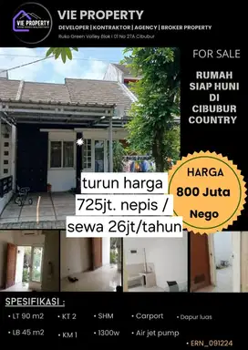Di Jual Cepat Rumah Cantik Siap Huni. Cibubur Country Cikeas.