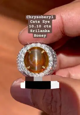 Cat's Eye Chrysoberyl Ring Gold Diamond Emas Berlian