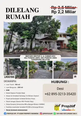 LELANG RUMAH BINTARO SEKTOR 3 TANGERANG SELATAN