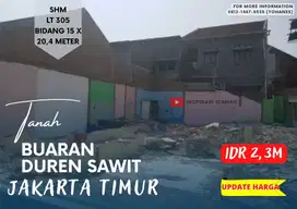 Kavling Tanah Buaran 305 m² Duren Sawit