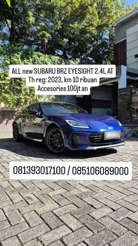 SUBARU BRZ EYESIGHT 2.4L AT
Tahun registrasi : 2023, km 10 ribuan