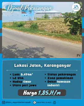 TANAH PEKARANGAN DEKAT KAWASAN INDUSTRI JATEN