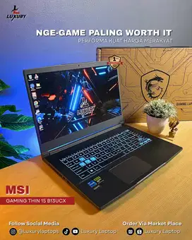 LAPTOP MSI GAMING THIN 15 B13UCX CORE I5 RTX 2050 RAM SSD SECOND