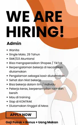LOWONGAN ADMIN URGENT