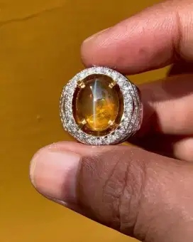 Cat's Eye Chrysoberyl Ring Gold Diamond Emas Berlian