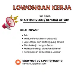 Lowongan Kerja Loker Staff Konveksi / General Affair