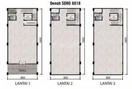 Dijual Ruko Soho Wallstreet Uk 8x18 di Pik2