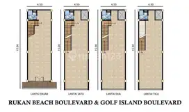 Dijual Cepat Ruko Beach Boulevard Uk 4,5x15 4 Lantai Pik