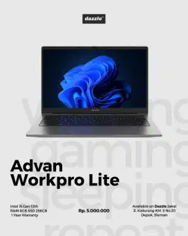 ADVAN WORKPRO LITE I5 GEN 12TH RAM.8 SSD 256 GARANSI 1 TAHUN