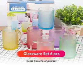 Gelas Set Pelangi Isi 6 Bahan Kaca