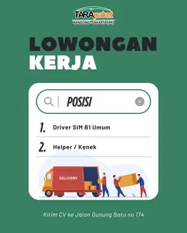 DICARI HELPER/KENEK EKSPEDISI UNTUK EKSPEDISI BANDUNG - JAKARTA