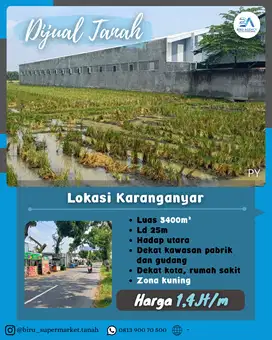 Tanah Zona Kuning Kawasan Pabrik Karanganyar