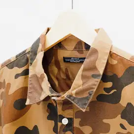 Kemeja BERSHKA Loreng Army Coklat