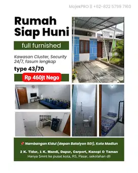 Rumah Siap Huni Kawasan Cluster Fully Furnished