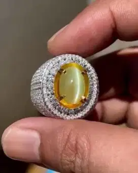 Cat's Eye Chrysoberyl Ring Gold Diamond Emas Berlian