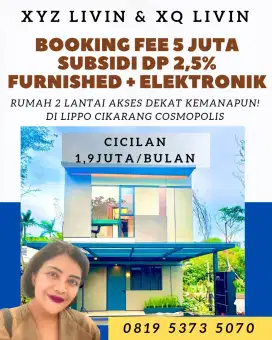 RUMAH FULL FURNISHED DI LIPPO CIKARANG, CICILAN 1,9JT‼️