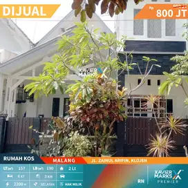 Dijual Rumah Kos Dekat Alun-alun di Jl Zainul Arifin Malang
