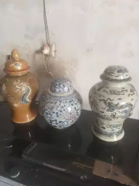 Guci 3 Pcs Gambar Naga Timbul