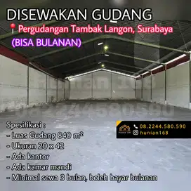 SEWA Gudang Pergudangan Raya Mutiara Tambak Langon Indah Bulanan Surab