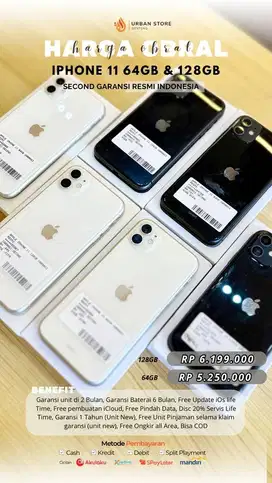 iphone 11 128Gb & 64Gb second garansi resmi