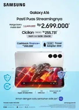 SAMSUNG GALAXY A16 RAM 8/256 SEGEL NEW BERGARANSI PASTI ORI