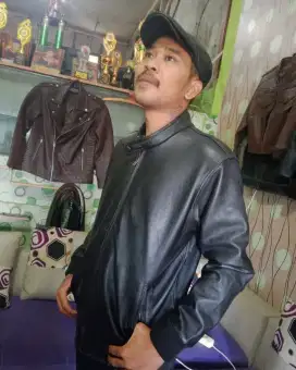 Jaket Kulit Asli Losban Polos, Bomber RIB Asli Kulit Domba PREMIUM