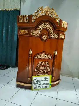 Mimbar masjid podium full kayu jati