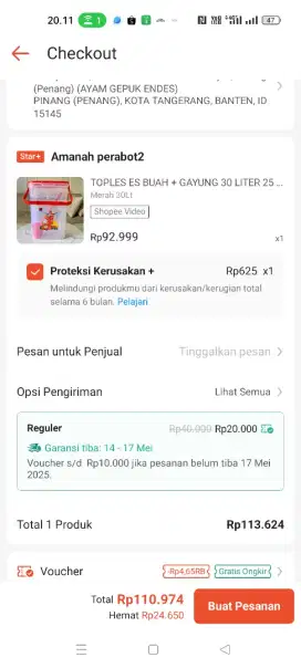 5 Toples es buah ukuran 30Liter + gayung
